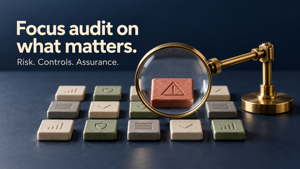 Focus audit on what matters. Risk, controls and assurance: a precision lens highlights one significant risk among a field of quieter control and evidence markers.